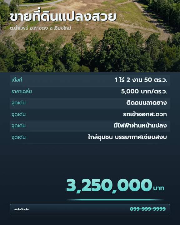 โปสเตอร์สรุปข้อมูลการลงทุนที่ดิน โทนเทาทะเล